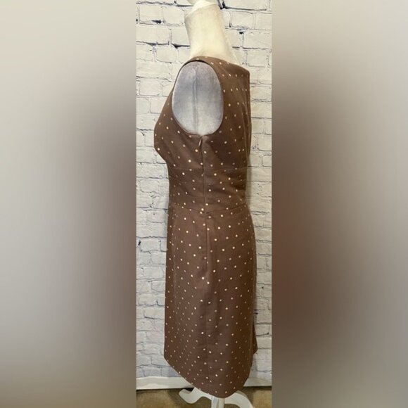 Kay Unger New York Brown Polka Dot Cotton Blend Midi Dress Size 8 - Picture 4 of 8